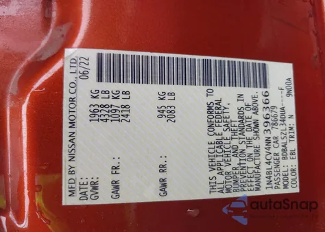 2022 Nissan Altima Sr Fwd from USA, damaged, VIN 1N4BL4CV4NN396366